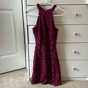 Lulus Love Poem magenta lace dress